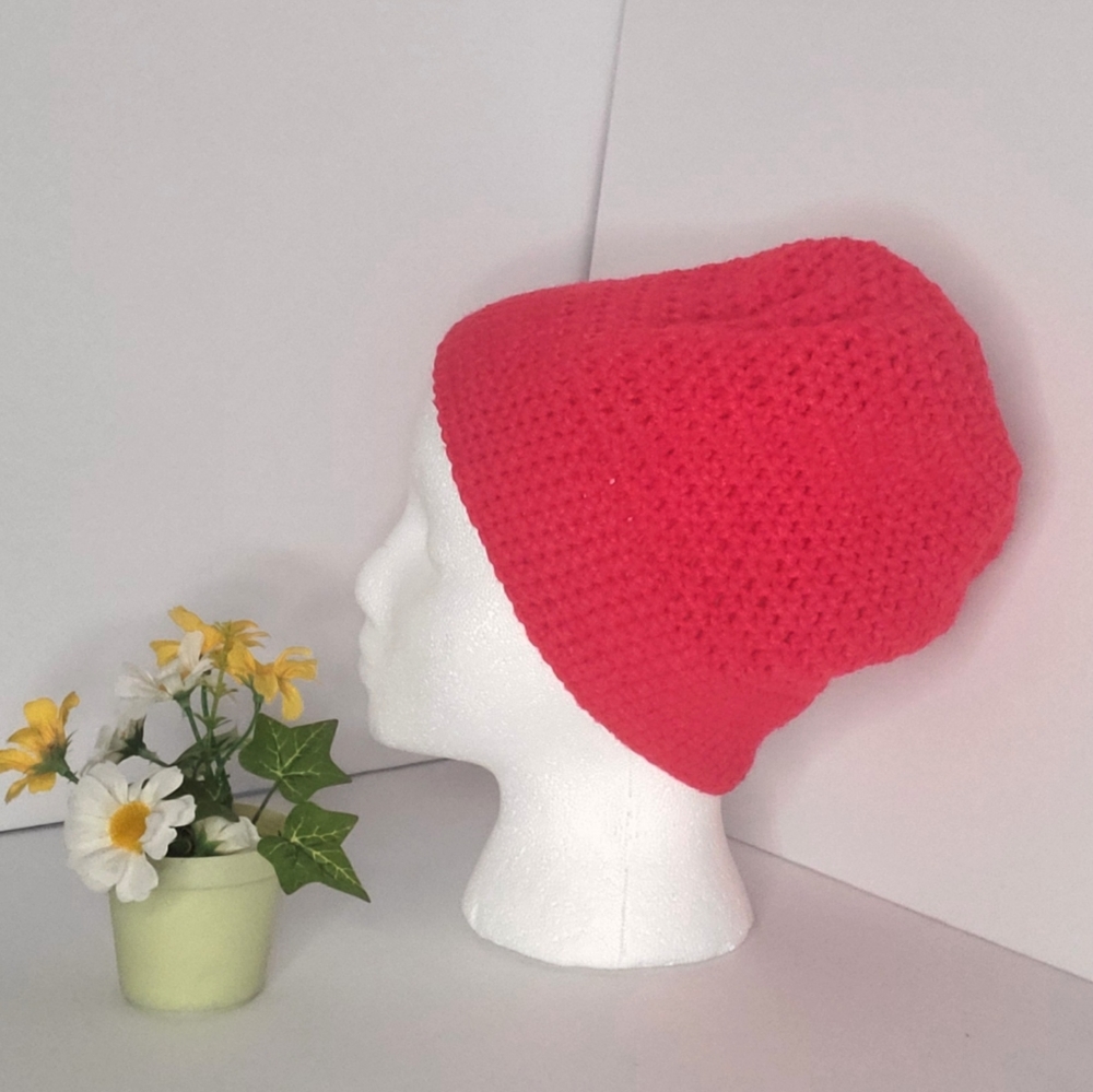 Bright Red crochet beanie